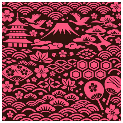 Japanese Scenic Motif Double Sided Throw Pillows