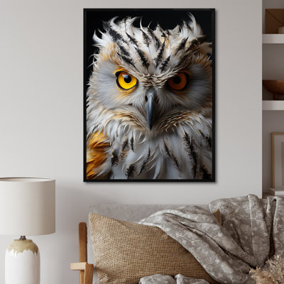 Hibou gris animal monochrome - imprimé