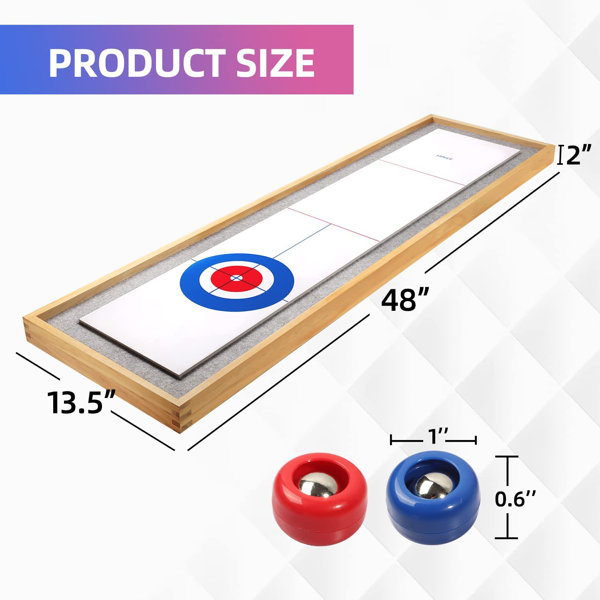 Tabletop Curling Game and Family Fun Board Games Shuffleboard Pucks with 8  Rolllers Gifts for Kids and Adults Travel Compact Storage