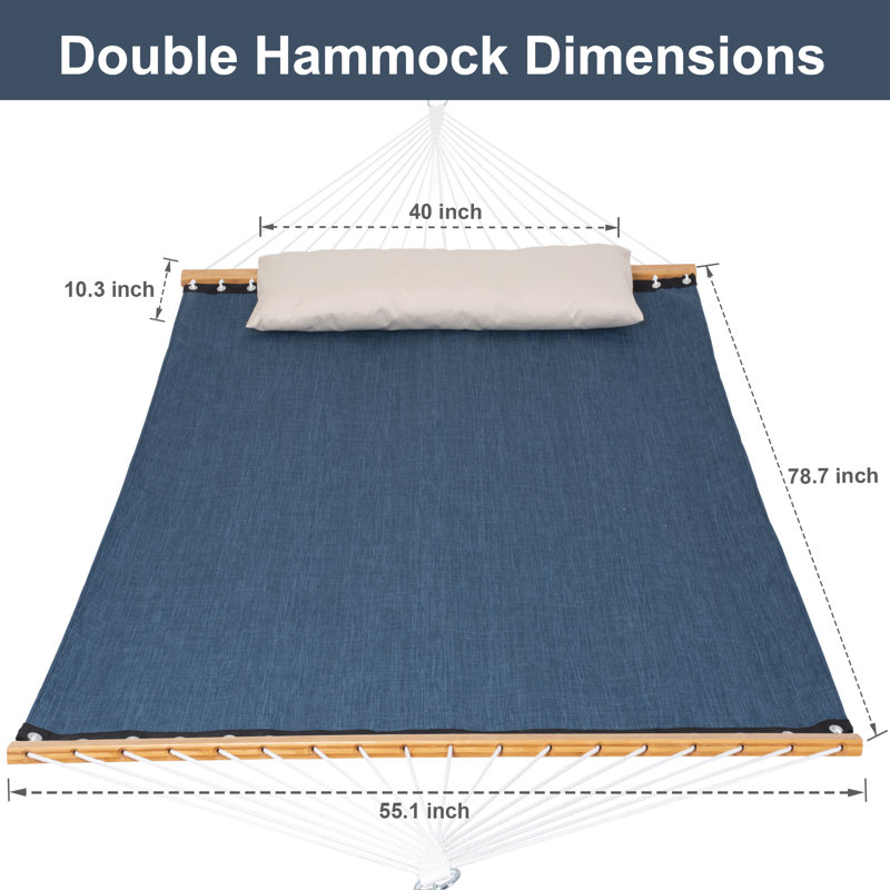 Hamac double avec support Sharena, Bleu marine uni