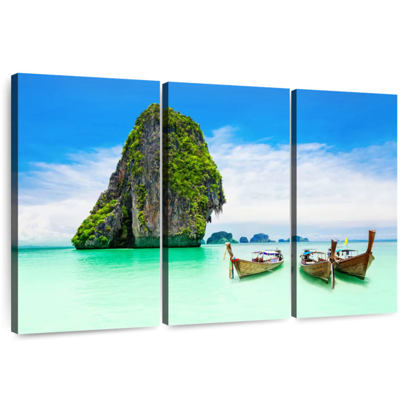 Bateaux Mehar à l'île de Krabi, H 24 po x l 38 po
