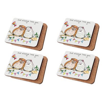 Cork Agate Ceramic Jute Leather Crystal Round 4 Piece Coaster Set