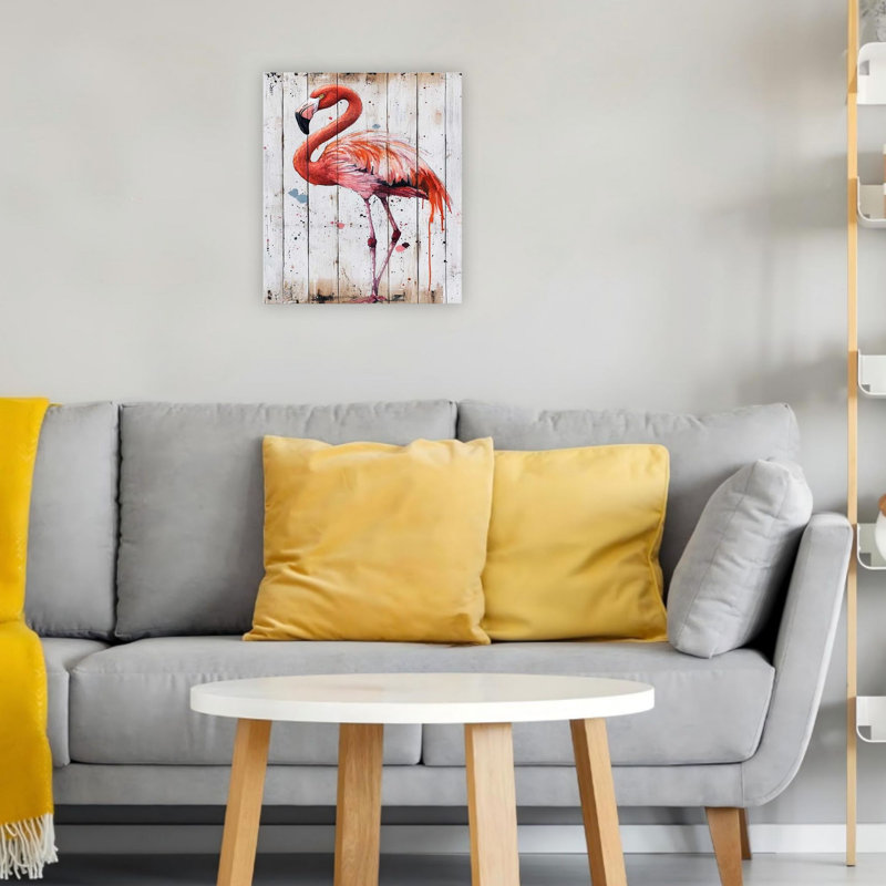 «Rustic Flamingo», art mural sur toile 20 po x 24 po
