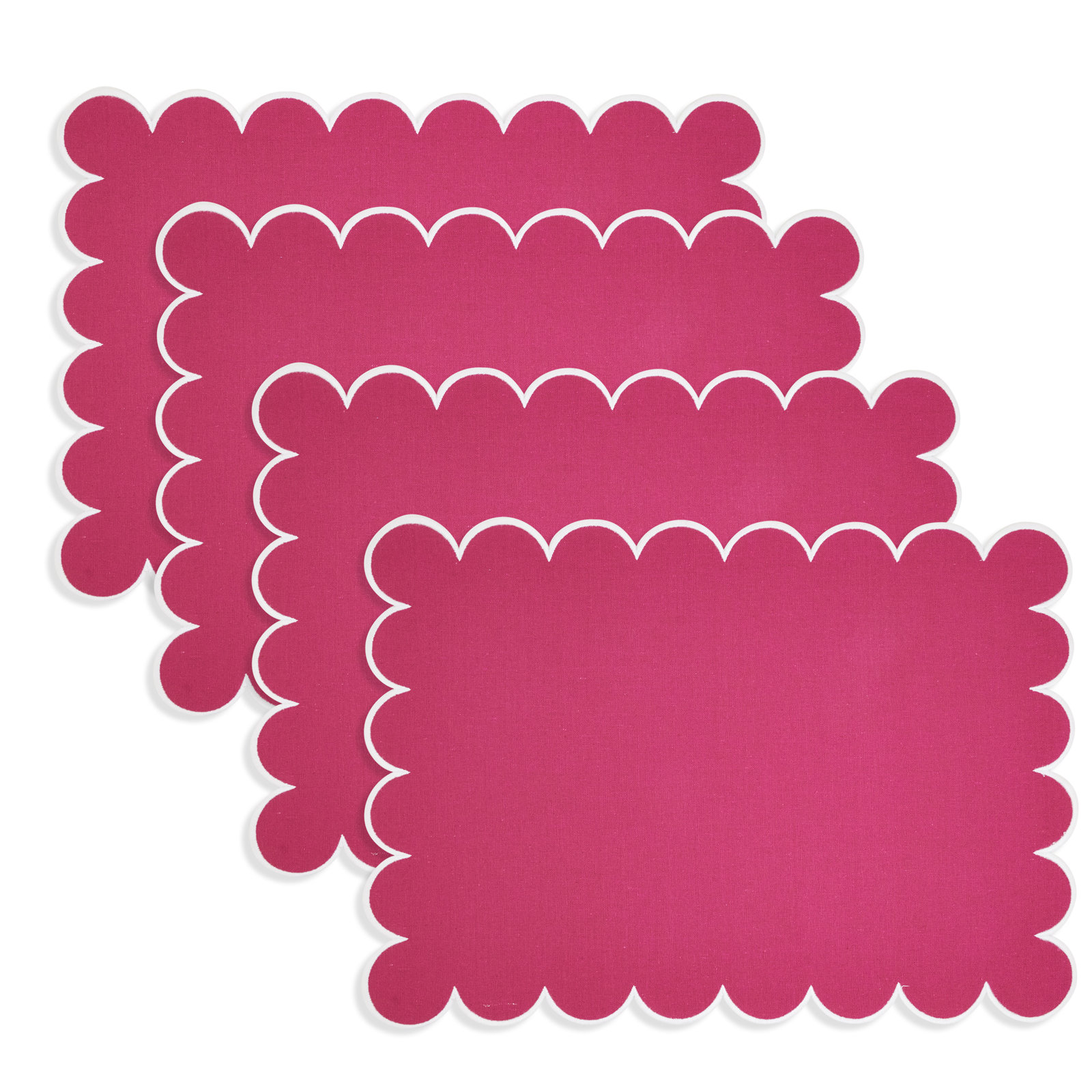 Eco Scallop Border Placemat (Set of 4), Deep Pink