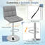 Tabouret de bar réglable à hauteur de comptoir Ebern Designs en cuir avec dossier gris-1998125791