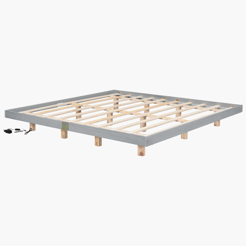 Lit plateforme avec lumières DEL Barcroft, Très grand, gris