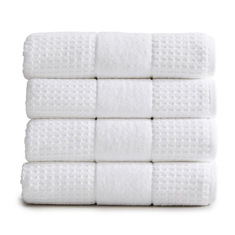 Aneko 100% Cotton Midweight Waffle Bath Towel, White