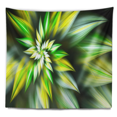 Tapisserie abstraite à motif floral exotique vert