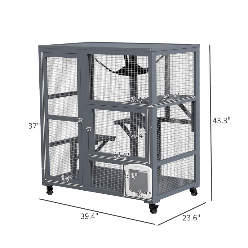 Enceinte polyvalente pour chats avec plusieurs caractéristiques pour le confort et le divertissement félins