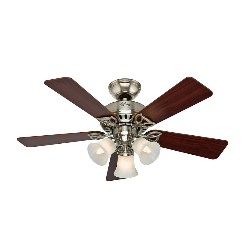 107cm Ceiling Fan with Light Kit, Maple/Cherry, Brushed Nickel