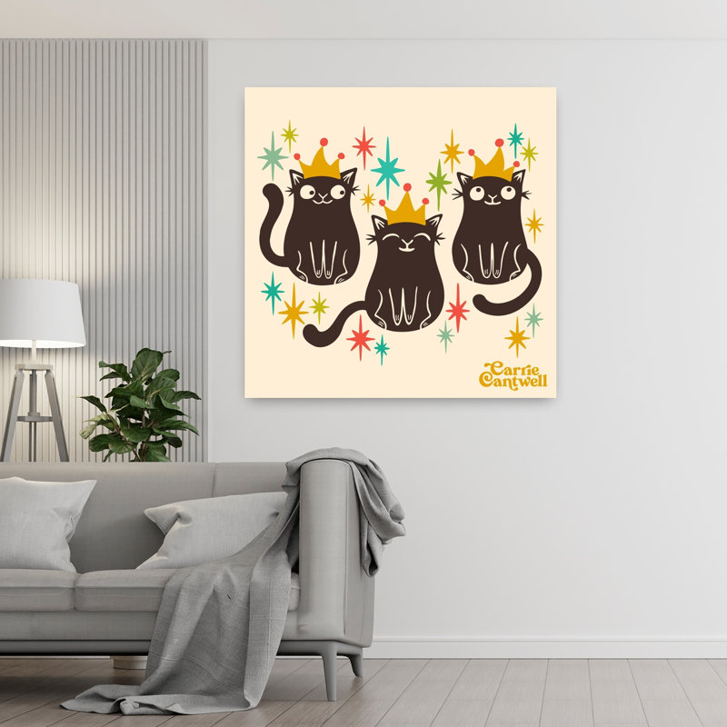 Art contemporain rétro, art de chat, H 48 po x l 48 po