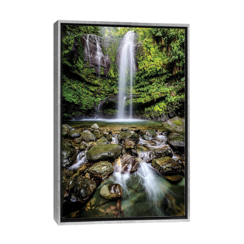 «Puerto Rico Waterfall», reproduction d'art sur toile encadrée, H 26 po x l 18 po, Argent
