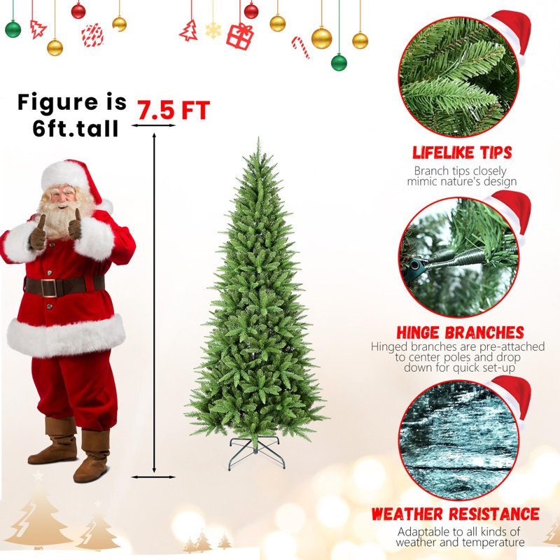 Arbre de Noël artificiel en PVC 7,5 pi, H 7,5 pi