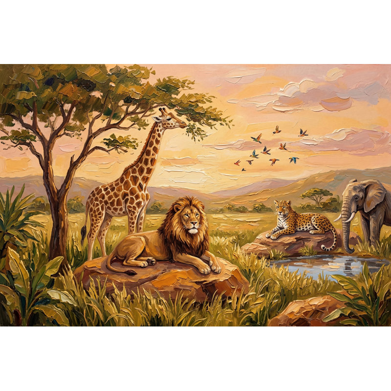 Papier peint amovible paysage africain, Texturé non collé, 100"x96"