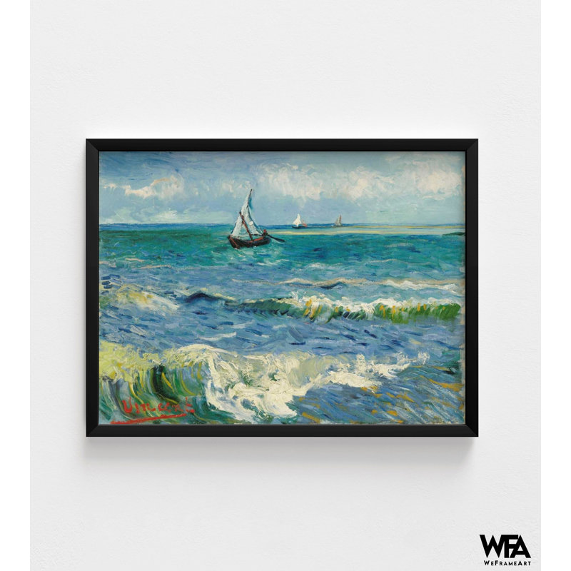 Paysage marin à Saintes-Maries par Vincent Van Gogh, impression d'art mural encadrée, art mural plage, impression de Vincent Van Gogh, art mural encadré
