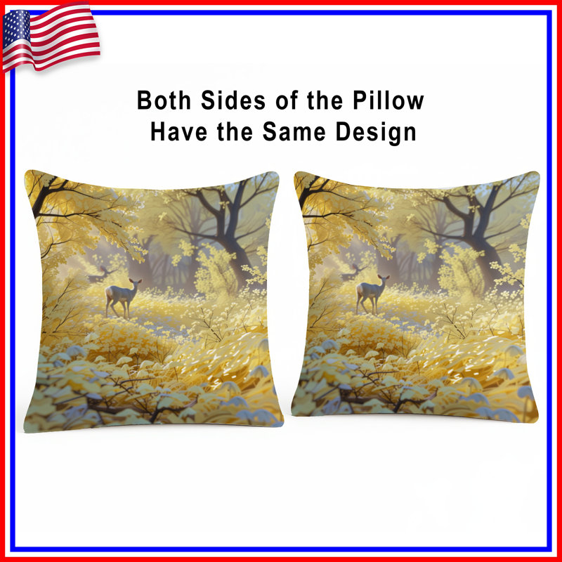 Coussins décoratifs Yellow Forest Deer, 14 X 14 pouces