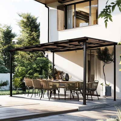 10' X 12' Outdoor Pergola Gazebo With Roof, Metal Awning For Patio, Decks, Backyard - &
