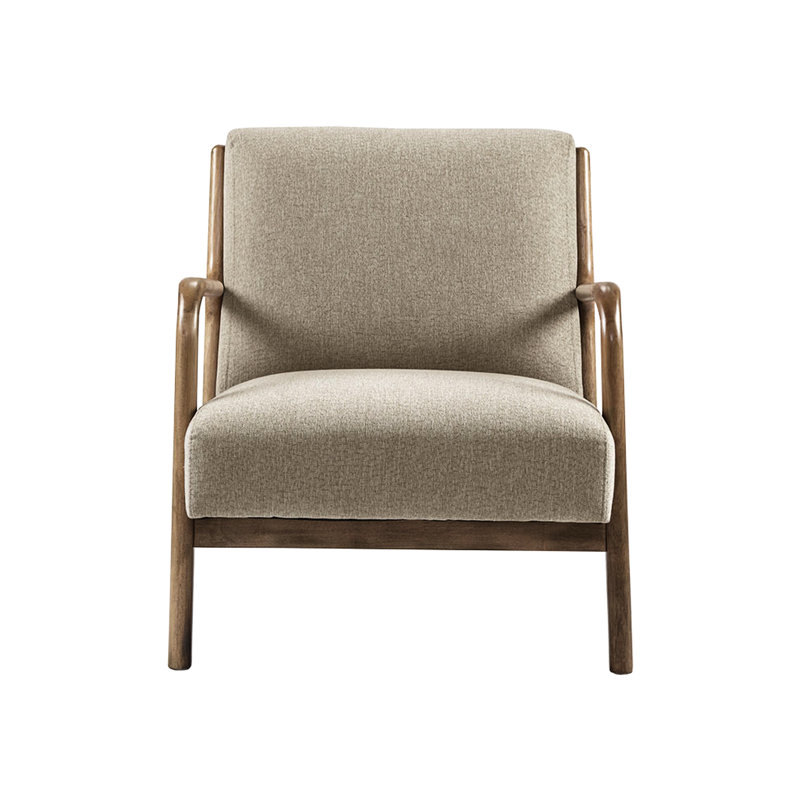 Chaise longue rembourrée de mousse de style Mid-Century, fauteuil haut luxueux à base de bois, conception solide et élégante