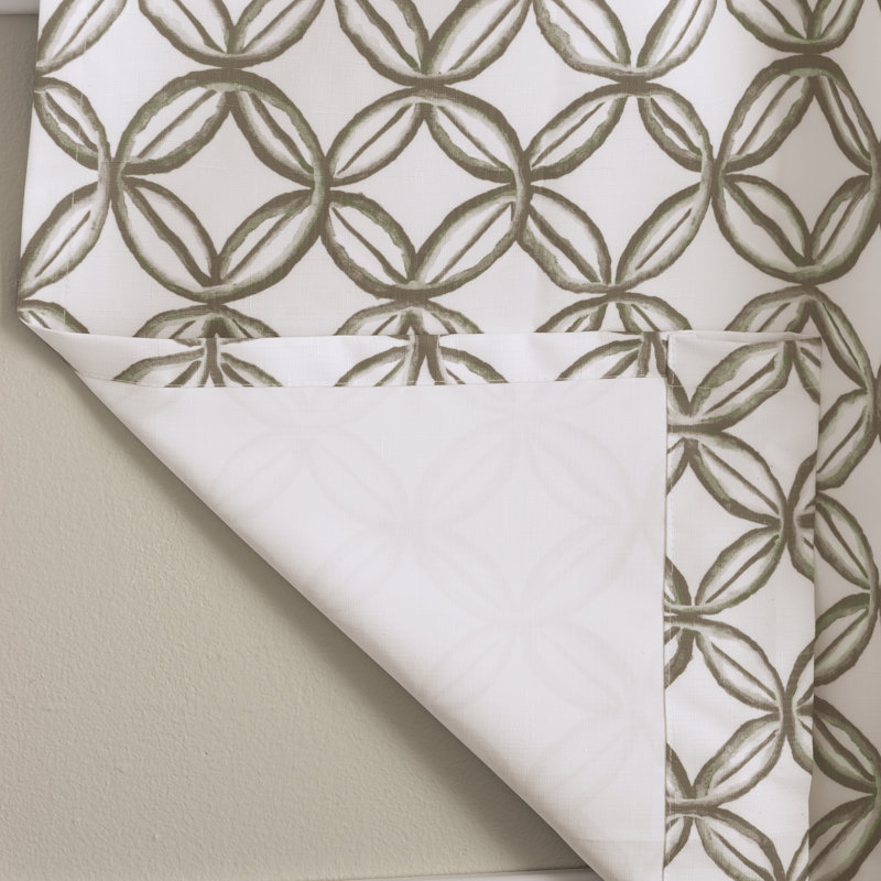 Moorpark 100% Polyester Room Darkening Geometric Print Curtain Panel with Rod Pocket Top and Hidden Back Tabs , Taupe/Cream
