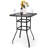 Sour Citrus 3-Piece Bar Table and Chairs Set Outdoor Bar Set with All Weather PVC-coated polyester Swivel Bar Stools and Acrylic Top Bar Height Table for Deck, Poolside, Garden, Porch