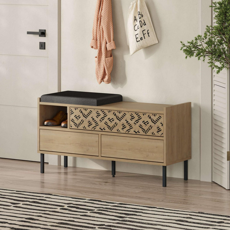 Baneen 8 Pair Shoe Storage Cabinet, Sapphire/Oak