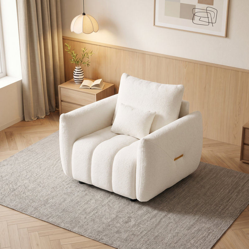 Canapé moderne de 35,2 po pour appartement, bureau, salon, chambre à coucher, Beige