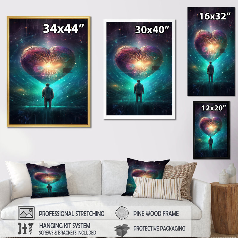 " Surrendering To The Eternal Heart ", Black Single Picture Framed, 32" H x 24" W x 1" D