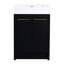 Meuble-lavabo autoportant de 24 po avec lavabo en résine, porte à fermeture douce, châtaignier noir, décor élégant, meuble de rangement spacieux et armoire de rangement moderne de 24 po