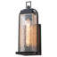 Applique murale d'extérieur 15,35 po moderne en métal noir mat avec abat-jour en verre ondulé fabriqué à la main IP44 Base E26 imperméable à lumière à intensité variable pour porche d'entrée de patio