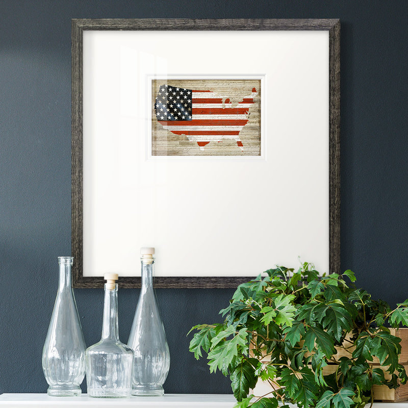 «American Flagpremium», reproduction encadrée, H 21 po x l 21 po x P 1,125 po, Papier avec cadre noir