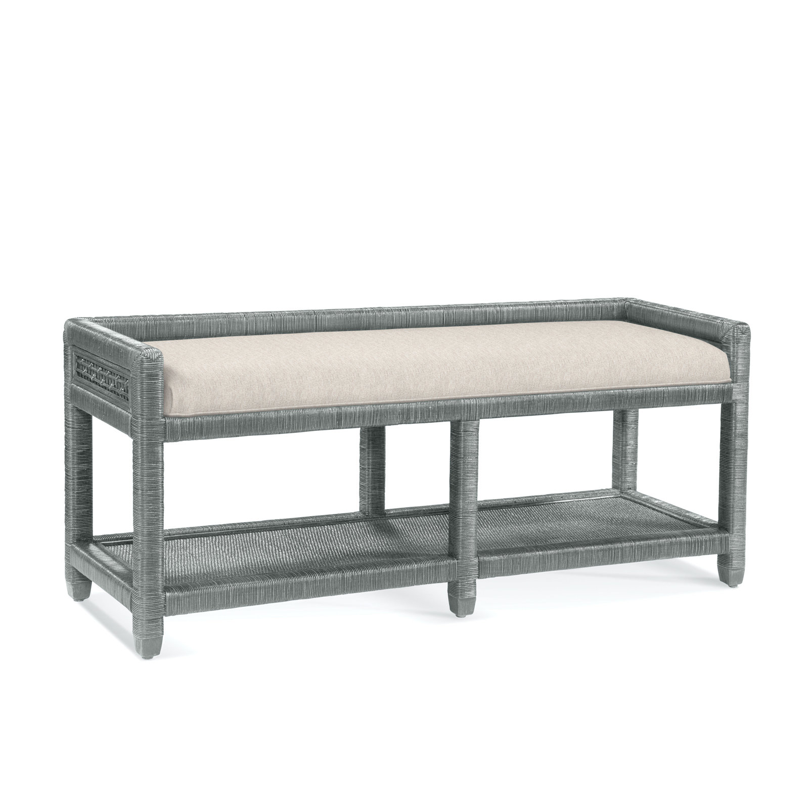 Silvio 54" Storage Bench, Snow Crypton Performance; 0884-91, Nickel