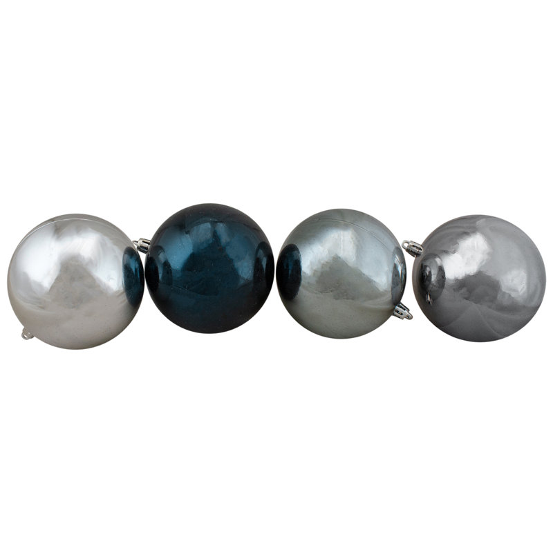 Boules de Noël incassables à 3 finitions, Argent / bleu