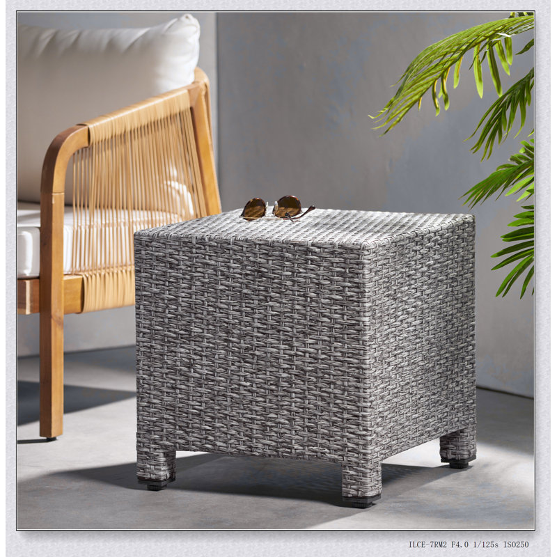 PUERTA ACCENT TABLE Polyethylene Rattan Cube Shape No Assembly 18.00” W x 18.00” D x 18.00” H