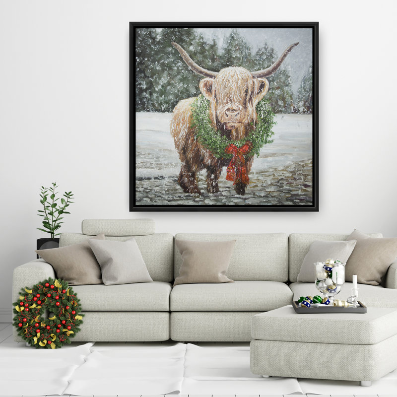 «Highland Christmas Cow» sur toile