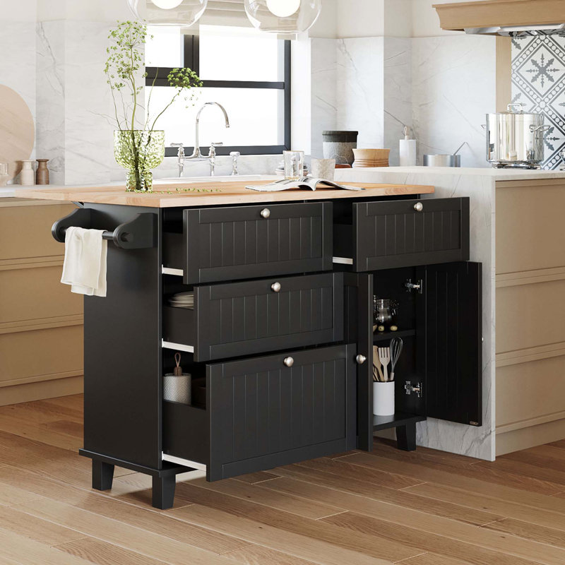 Ensemble d'îlot de cuisine polyvalent avec abattant et grand rangement Farmhouse