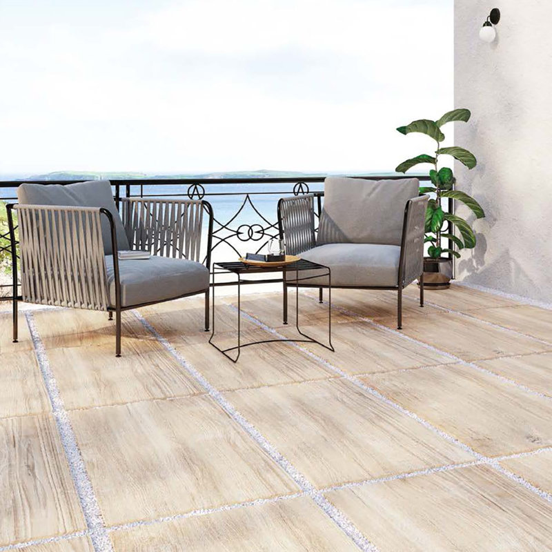 Auma 24" x 48" Porcelain Wood Look Wall & Floor Tile, Brown