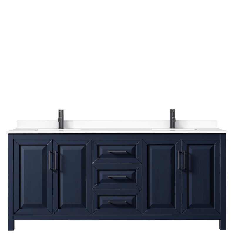Daria 80'' W Double Vanity, Matte Black, White, White Cultured Marble