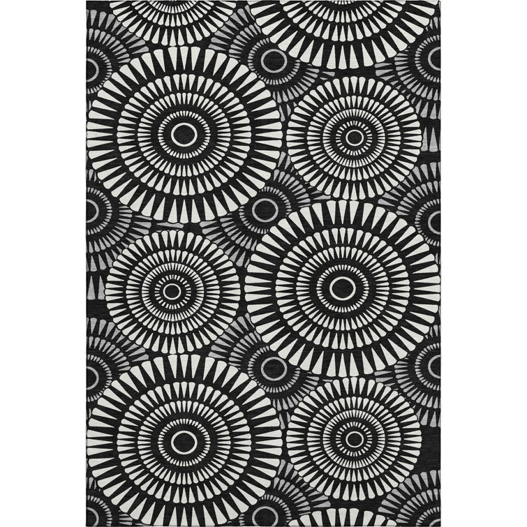 Premium Machine Washable Prisco Black Rug