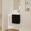 Meuble-lavabo de salle de bain - 40 cm (16 pouces) compact pour petites salles de bain, couleur châtaigne noire, avec poignée en métal, fixation murale.