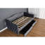 Lit de jour gris simple avec rangement et sans sommier tapissier en velours