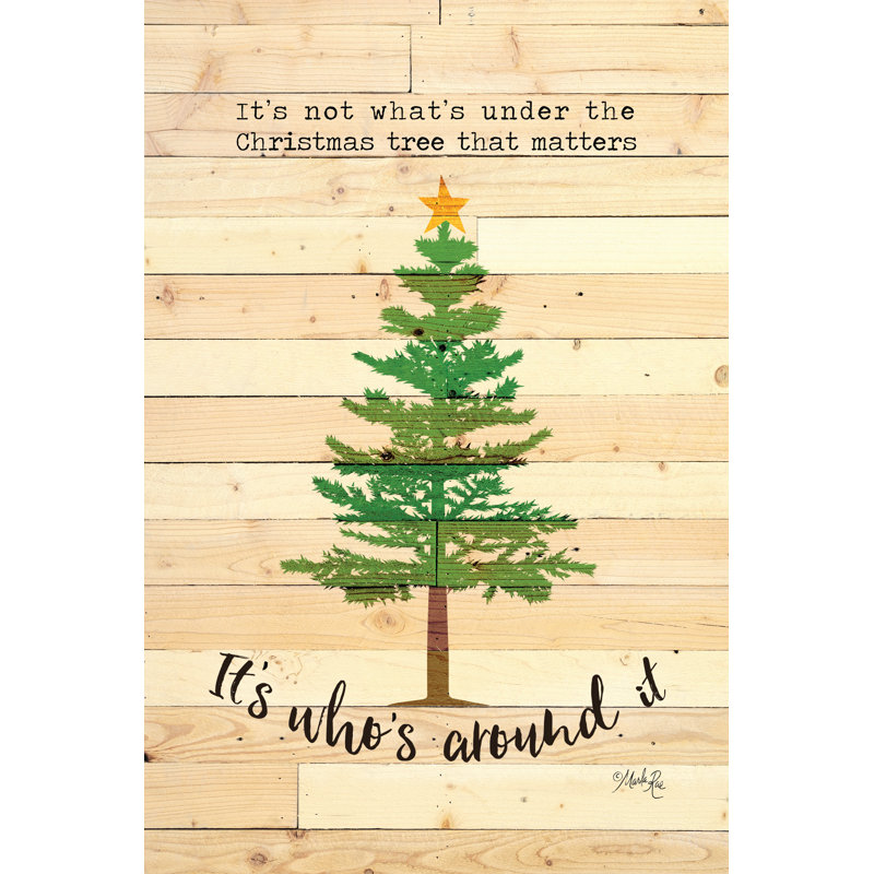 Under the Christmas Tree - Art textuel, H 18 po x l 12 po, Non, Toile tendue