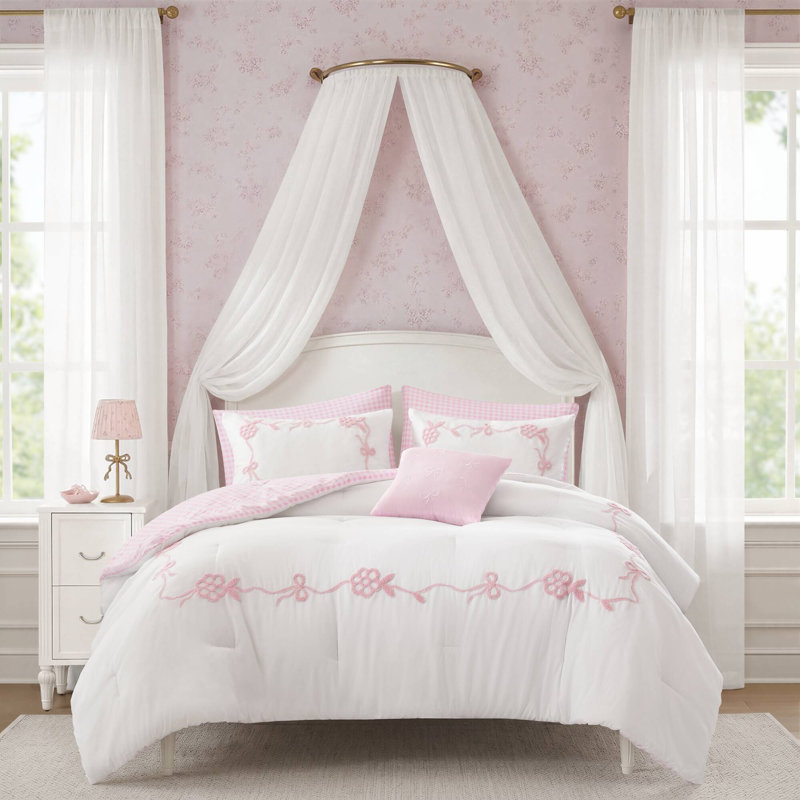 Ensemble d'édredon 6 pièces Tiffany, Full/Queen, Pink