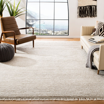 Wyly Handmade Shag Wool Beige Rug