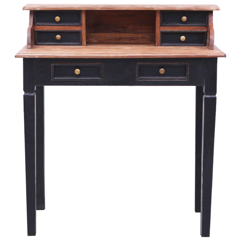 Braeli Solid Wood Top Writing Desk, Black