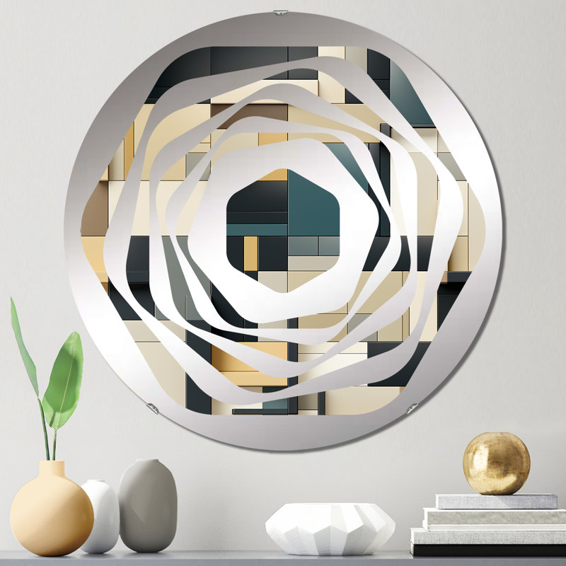 Miroir décoratif taupe Harmony Blocks - Amorphe, 23,6 po x 23,6 po