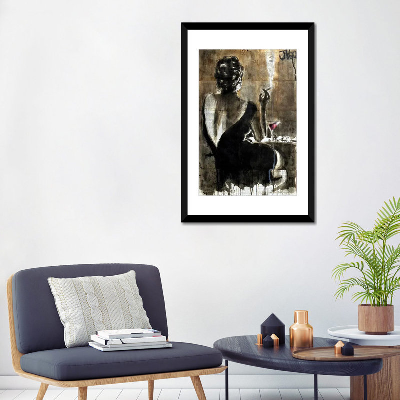 Cocktail par Loui Jover - imprimé, H 32 po x l 24 po, Papier dans un cadre photo, Noir