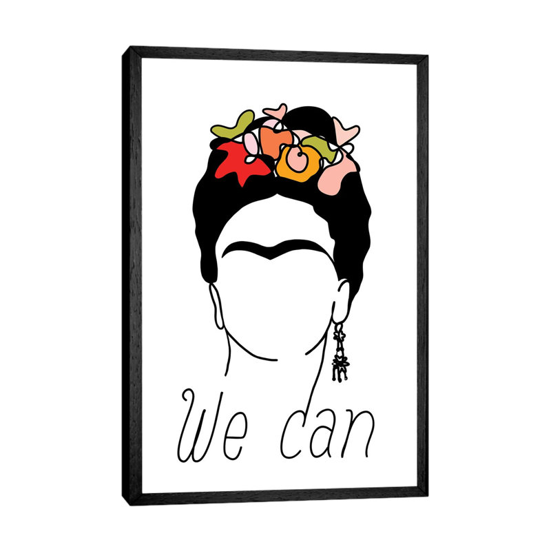 Frida We Can - Print on Canvas, 152.5 cm H x 101.5 cm W, Black Framed