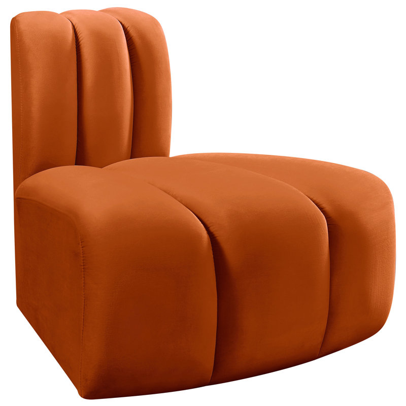 Ishna Velvet Side Chair, Cognac Velvet