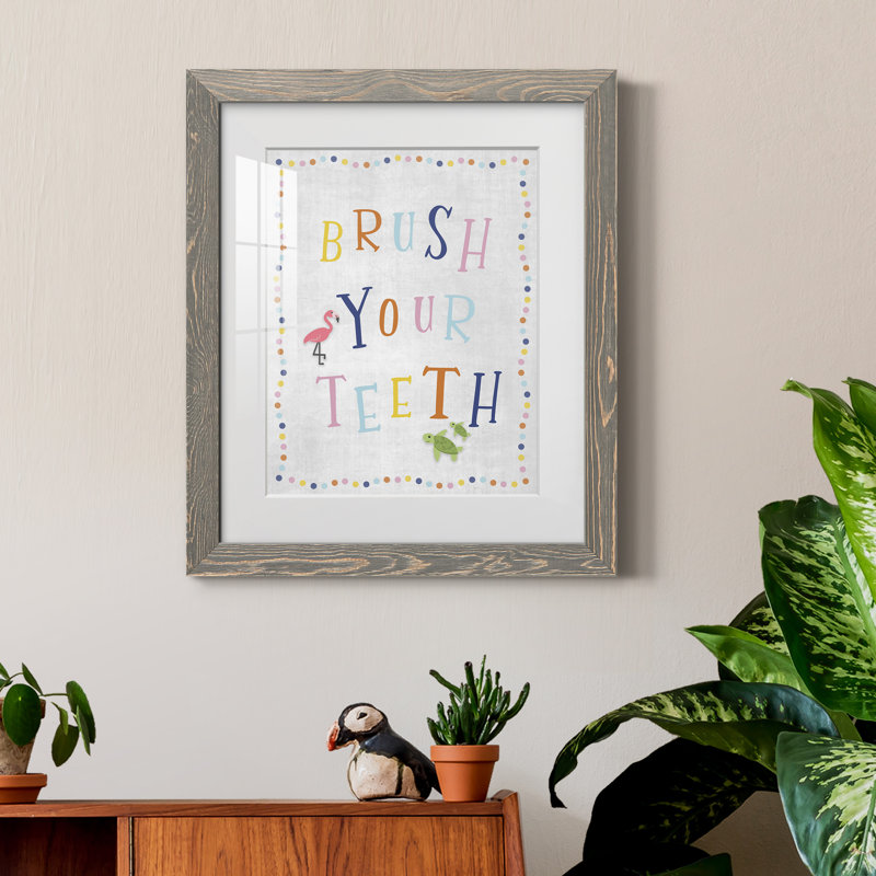 Brossez-vous les dents - Imprimé, H 24 po x l 18 po x P 1,5 po, Cadre en papier gris