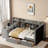 Upholstered Daybed With 2 Drawers, Storage Shelves, Flip Cabinets & Side Table, Vertical Striped Design-1253666673